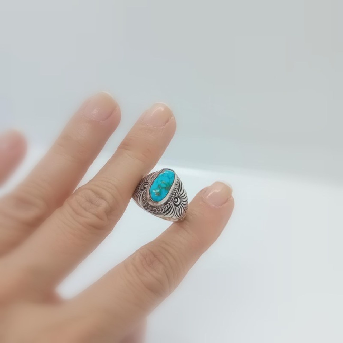 Boho δαχτυλίδι ασήμι με τυρκουάζ